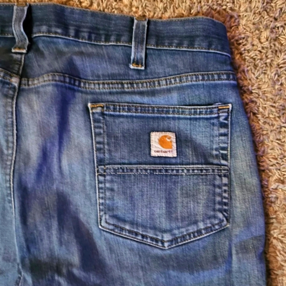Carhartt Jeans Mens Relaxed Fit 40x30 Rugged Flex Med Wash Workwear Distressed